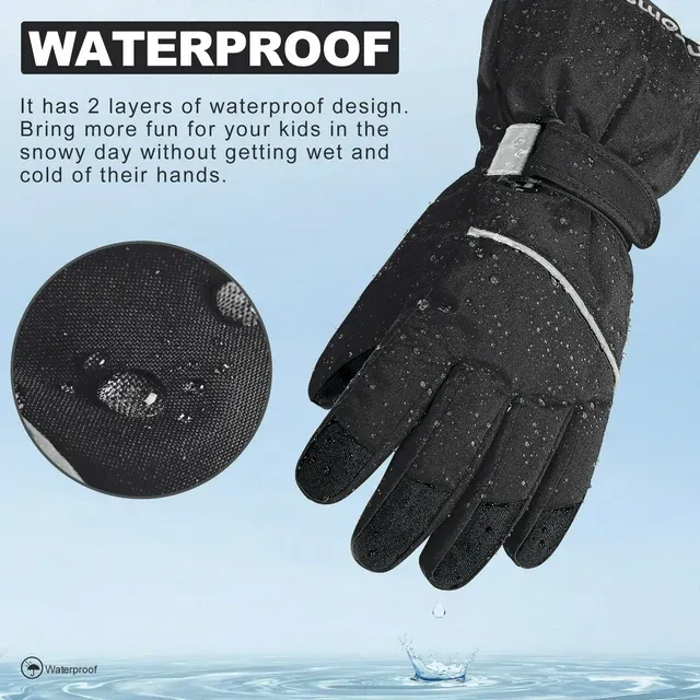 Kids Warm Gloves Winter Waterproof Snow Gloves for Ourdoor Sports Toddler Bulky Ski Gloves ZB116